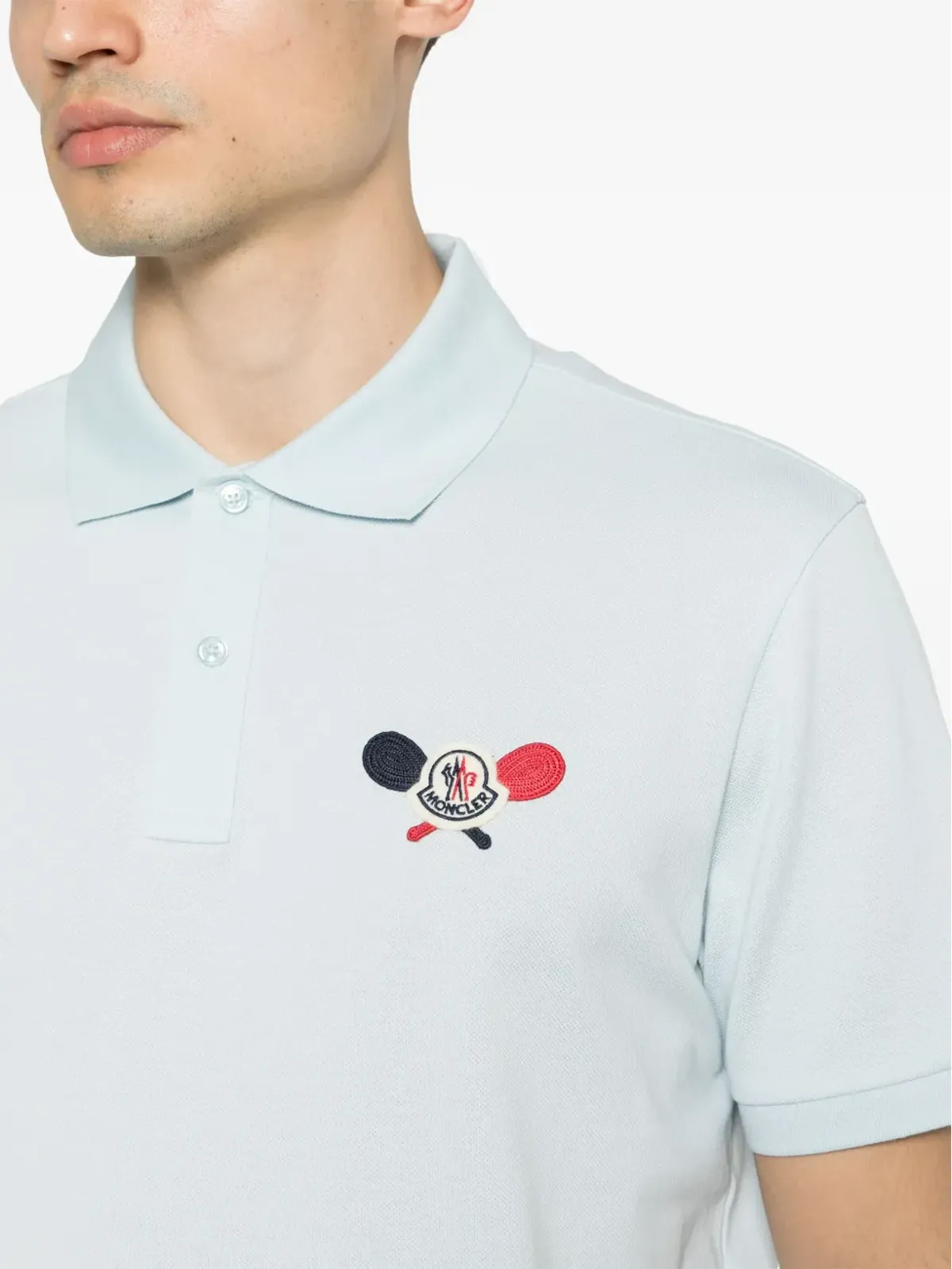 Moncler アップリケロゴ ポロシャツ ブルー - 画像5