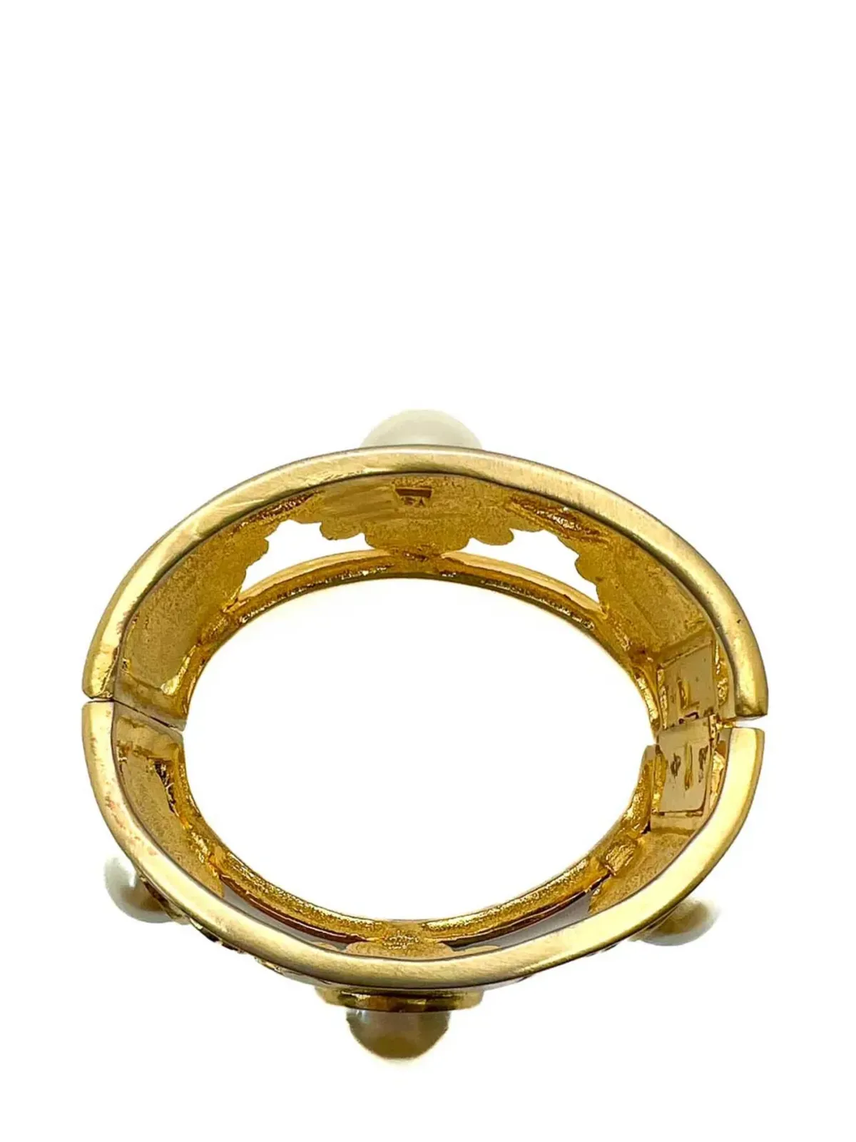 Jennifer Gibson Jewellery ビンテージ ブロード パール フローラル モチーフ カフ 1980年代 - ゴールド - 画像5