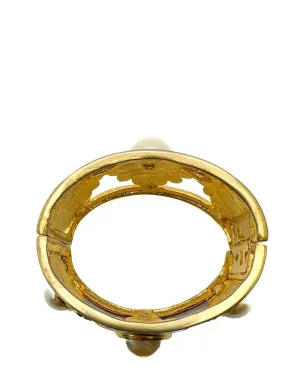 Jennifer Gibson Jewellery ビンテージ ブロード パール フローラル モチーフ カフ 1980年代 - ゴールド - サムネイル5