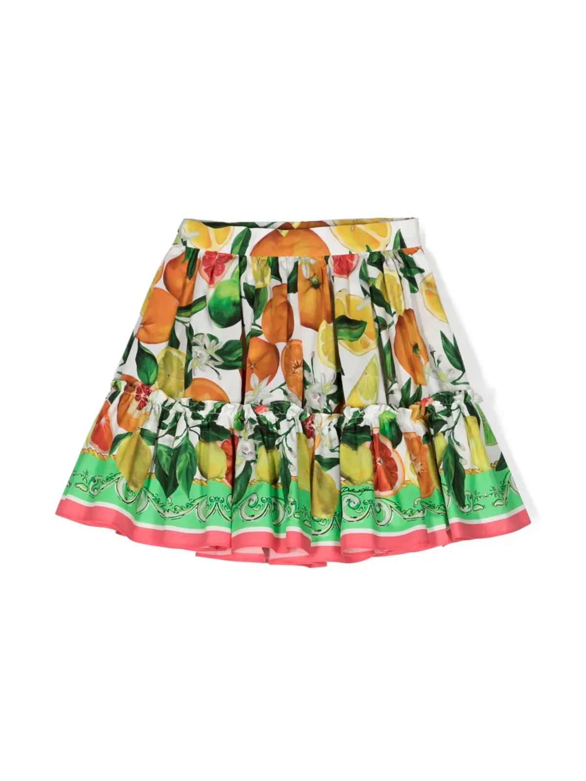 Dolce & Gabbana Kids 果実柄プリント ティアード コットンスカート - グリーン - 画像1