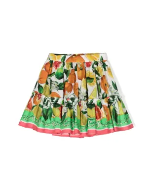 Dolce & Gabbana Kids 果実柄プリント ティアード コットンスカート - グリーン - サムネイル1