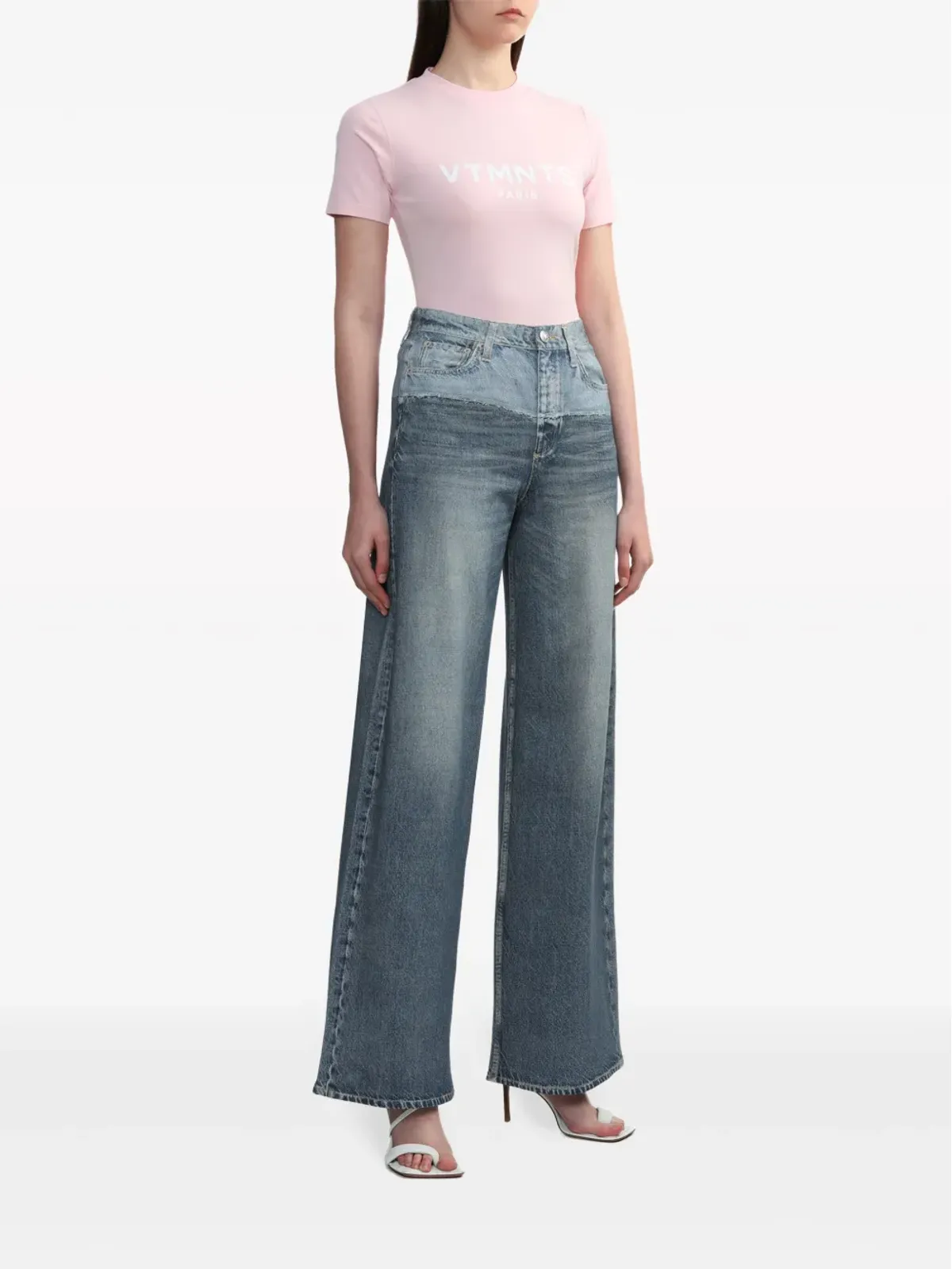 rag & bone パネルドツートーンのワイドレッグジーンズ - 画像2