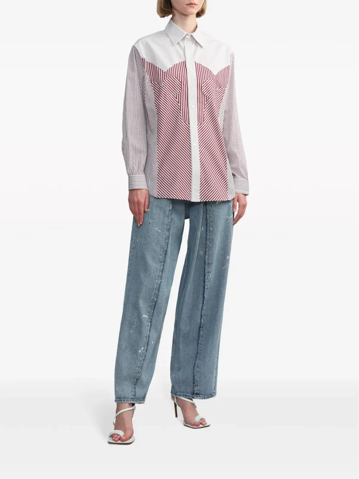 Maison Margiela ストライプコットンシャツ - ホワイト - 画像2