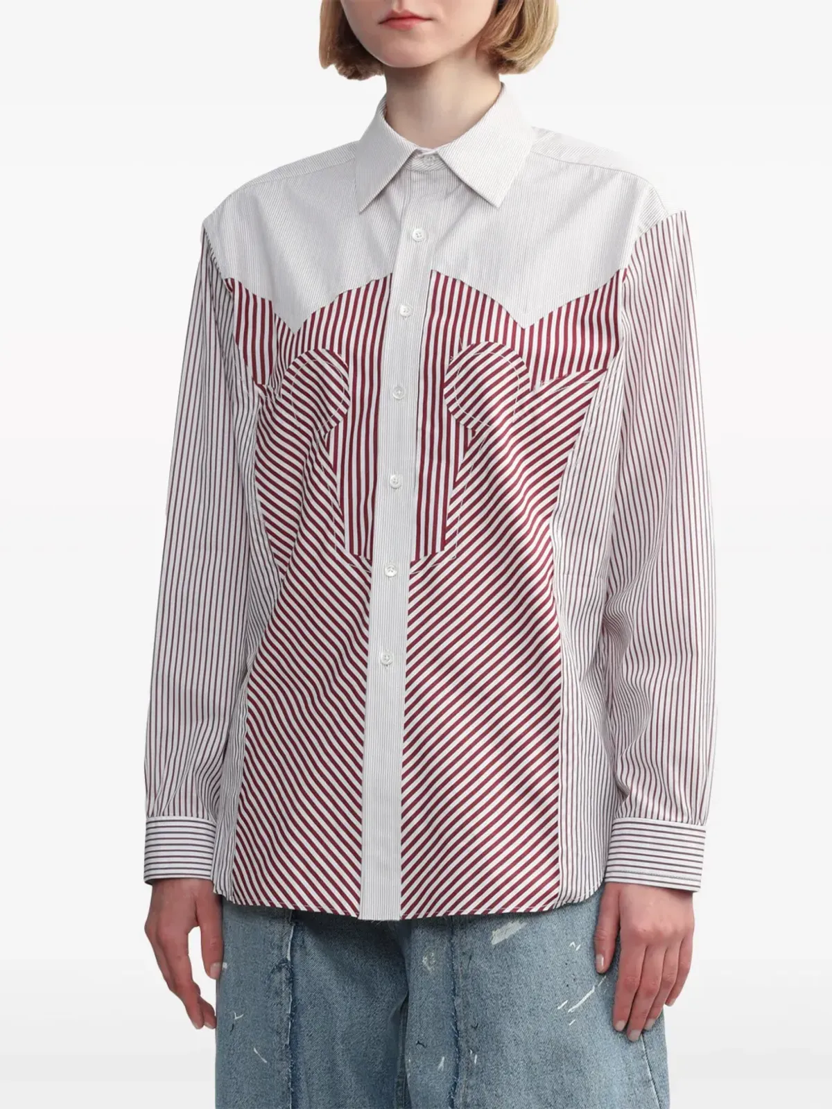 Maison Margiela ストライプコットンシャツ - ホワイト - 画像3