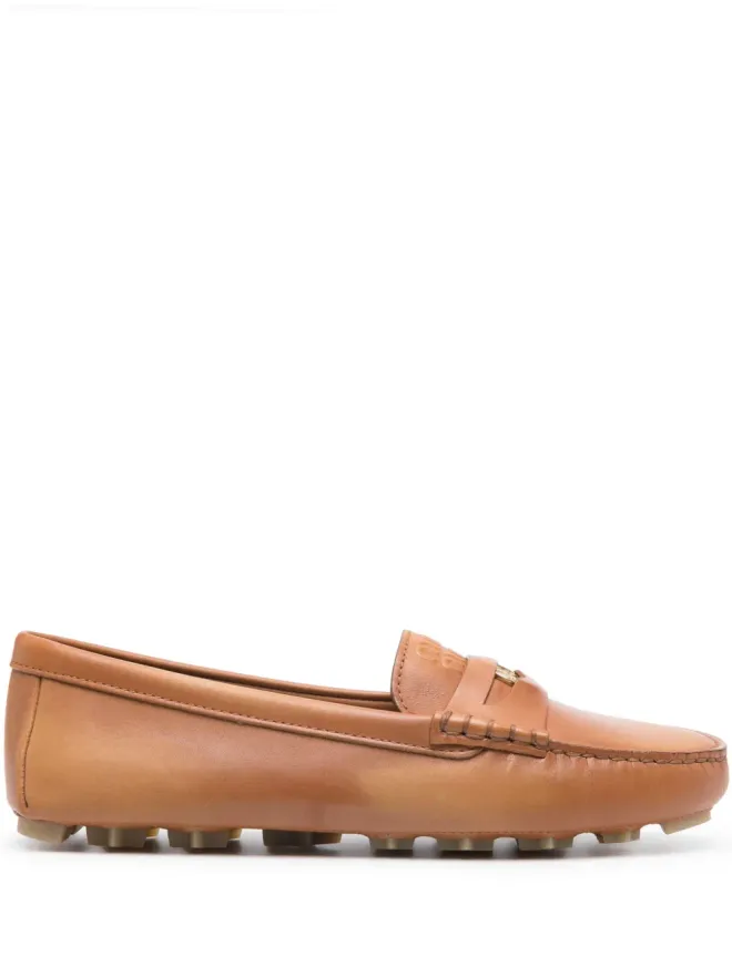 Miu Miu Miu Miu coin-detail leather loafers - Brownの商品画像