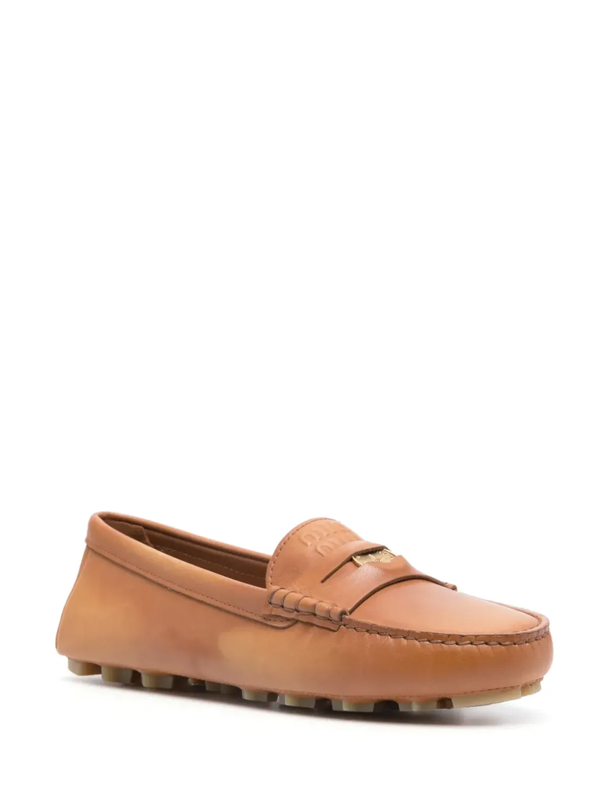 Miu Miu coin-detail leather loafers - Brown - 画像2