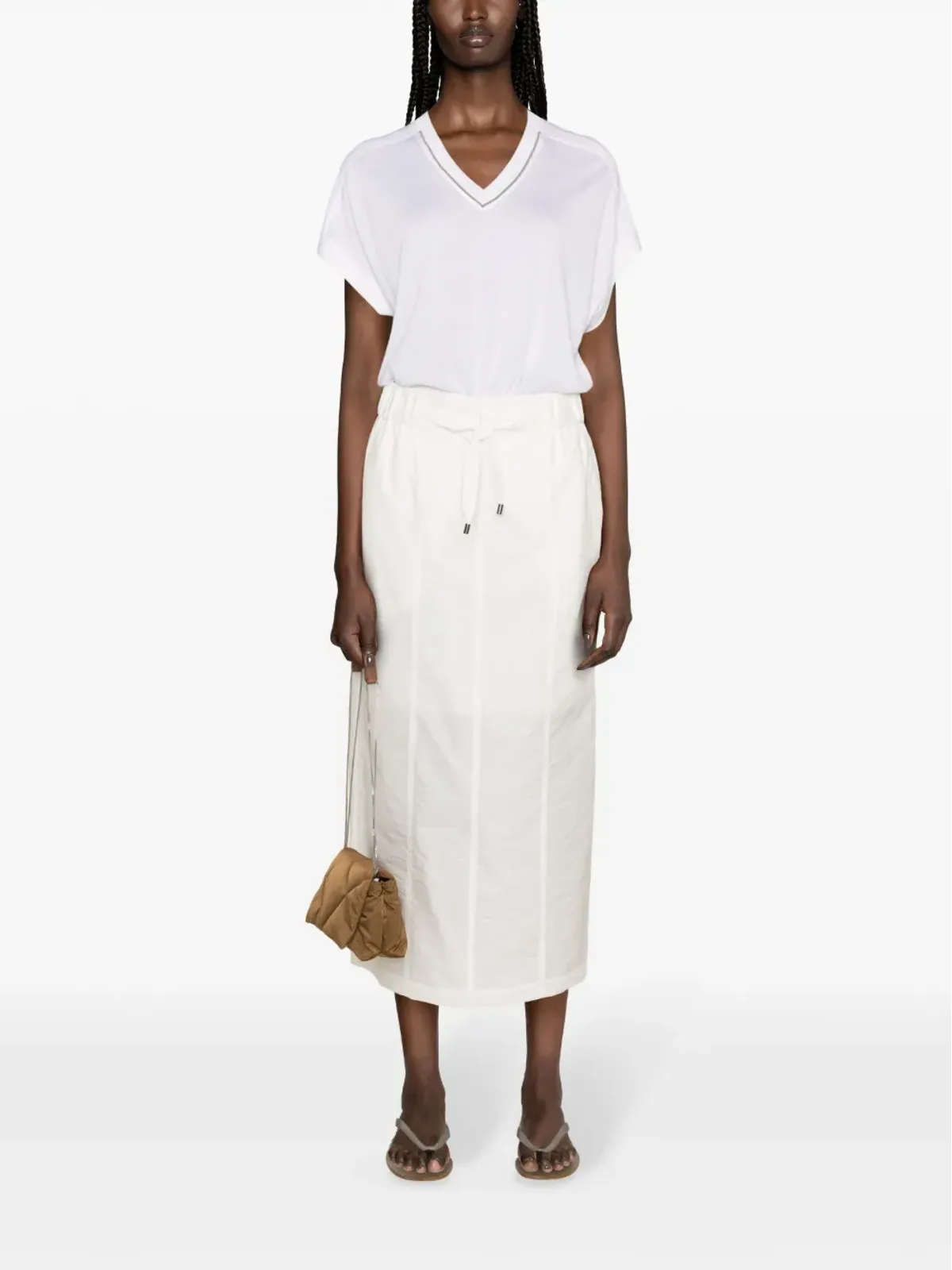 Brunello Cucinelli ビーズトリム付き細編みニットトップス - ホワイト - 画像2