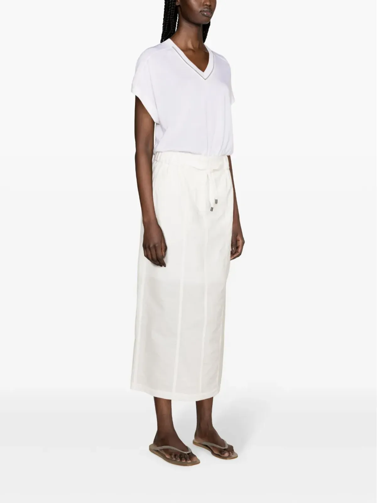 Brunello Cucinelli ビーズトリム付き細編みニットトップス - ホワイト - 画像3