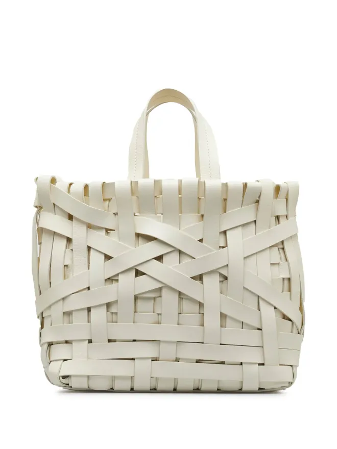 Jil Sander Pre-Owned Jil Sander Pre-Owned 2023 籠編みレザーハンドバッグ（ホワイト）の商品画像