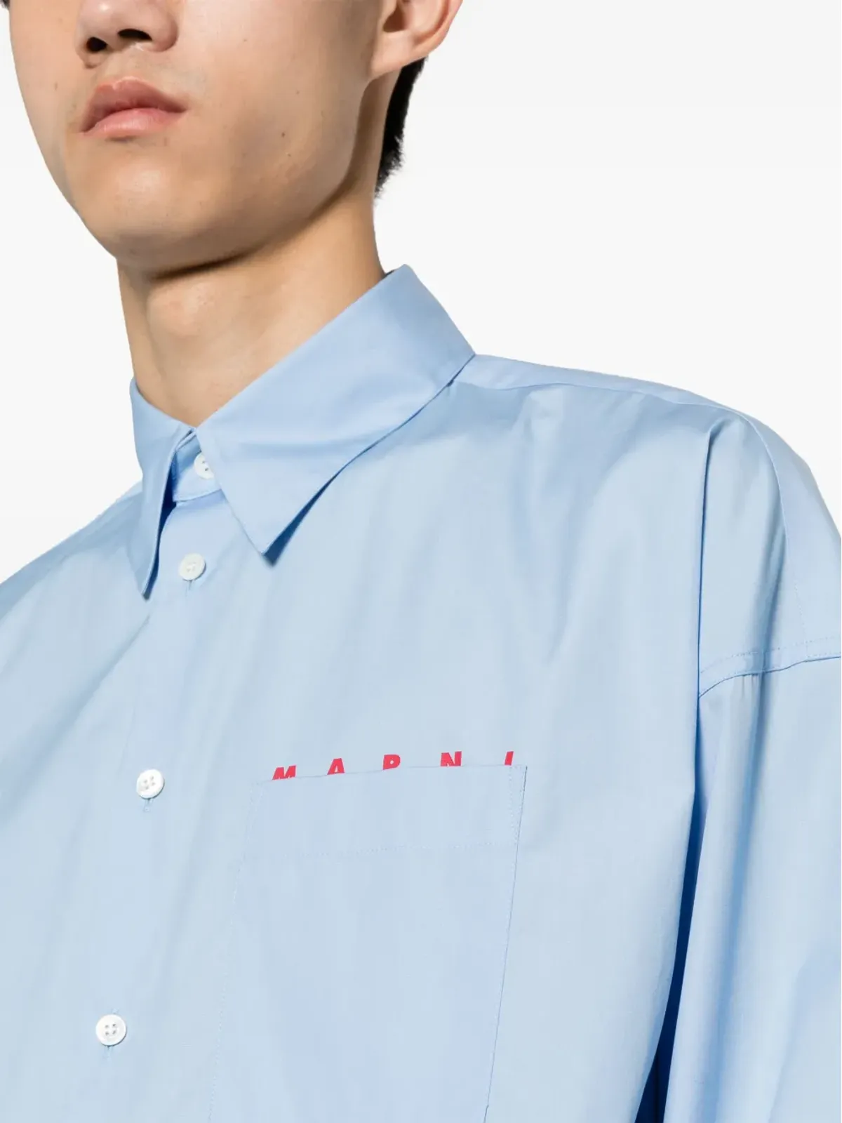 Marni ロゴプリント コットン シャツ - ブルー - 画像5