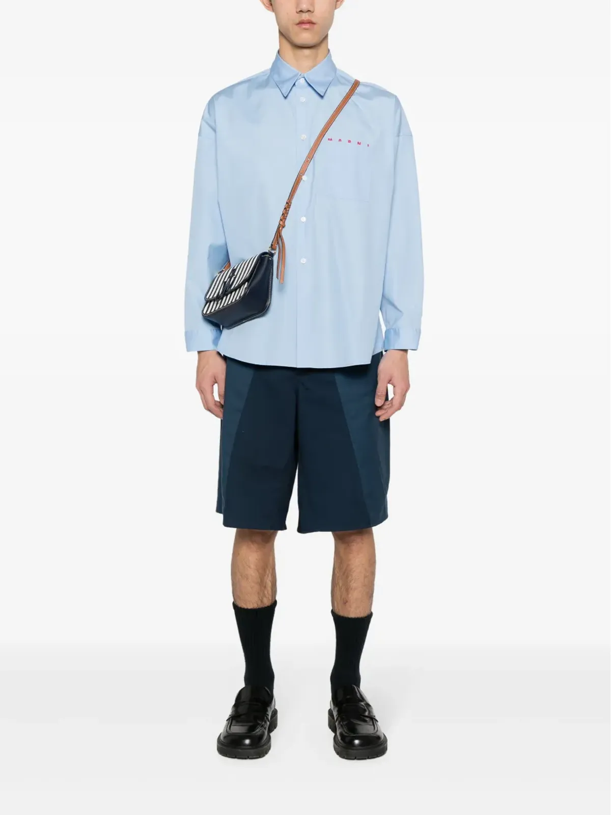 Marni ロゴプリント コットン シャツ - ブルー - 画像2