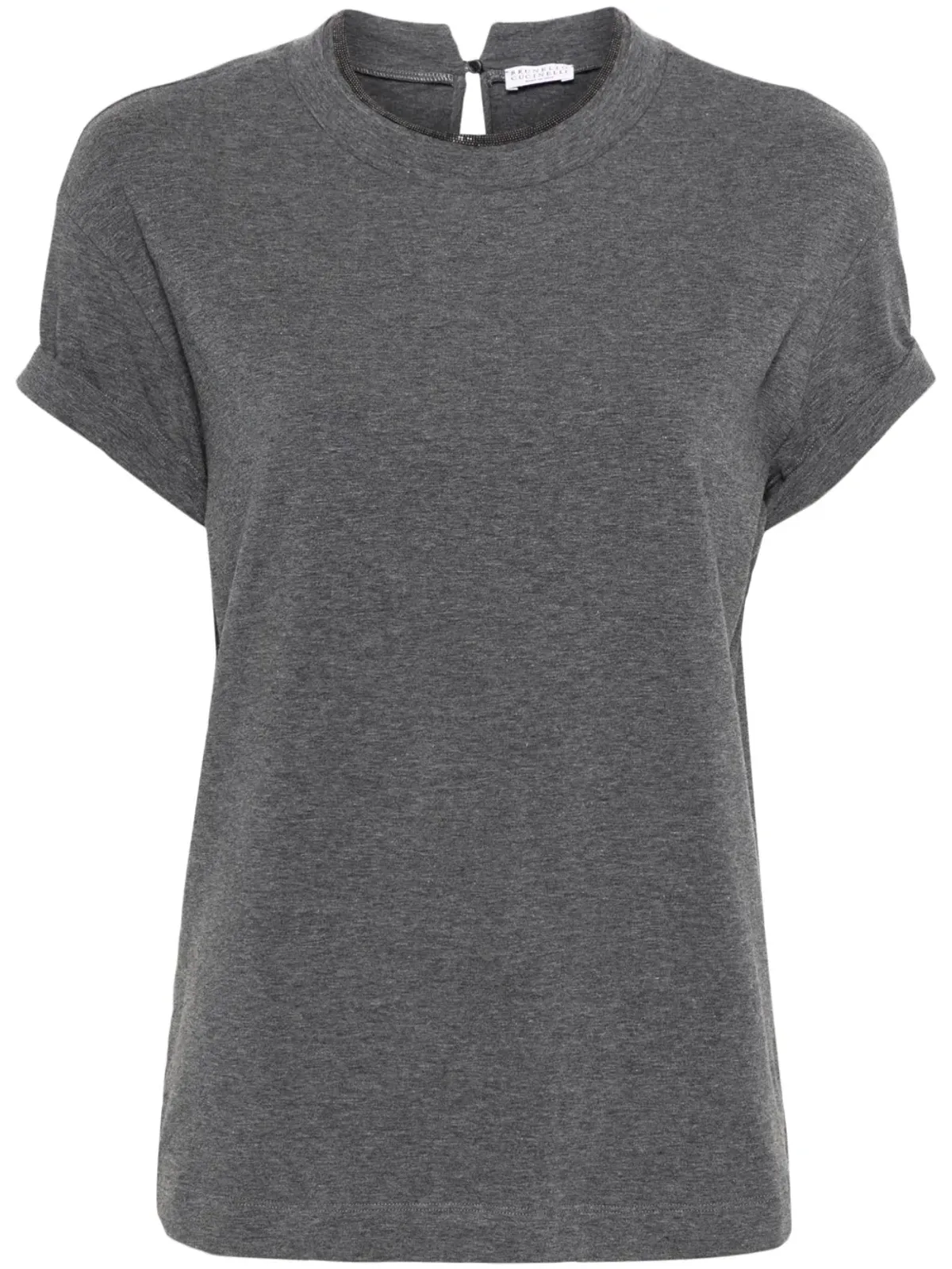 Brunello Cucinelli ビーズ装飾Tシャツ - グレー - 画像1