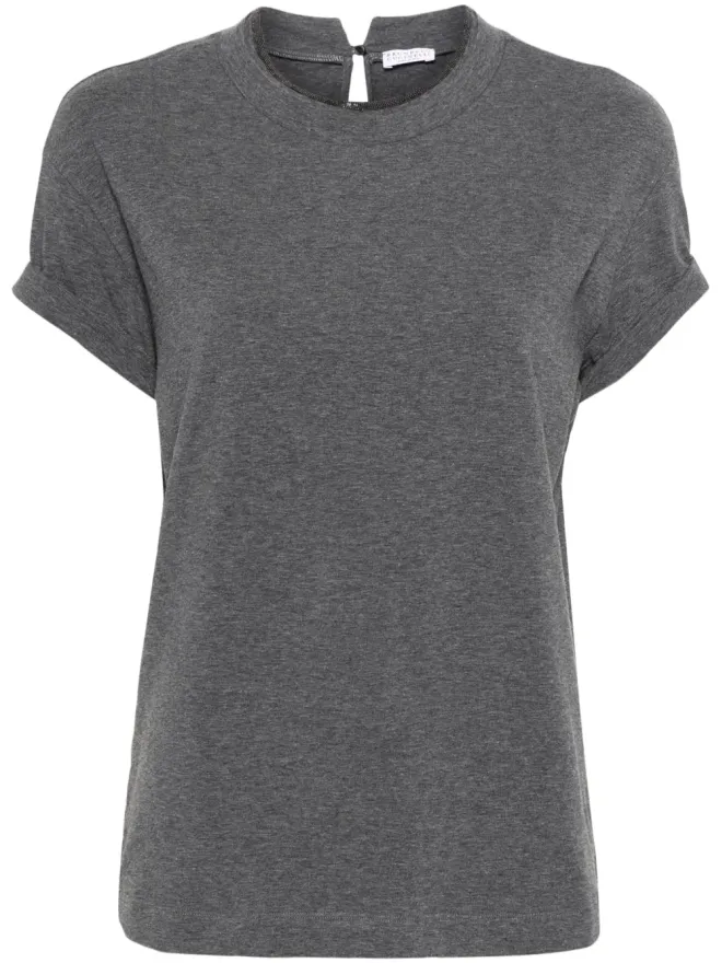 Brunello Cucinelli Brunello Cucinelli ビーズ装飾Tシャツ - グレーの商品画像
