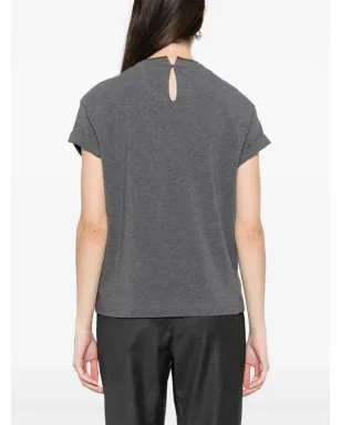 Brunello Cucinelli ビーズ装飾Tシャツ - グレー - サムネイル4