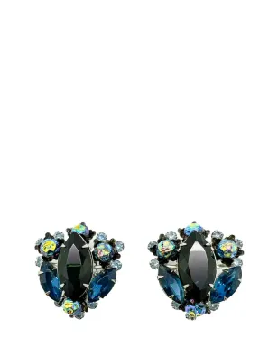 Jennifer Gibson Jewellery ヴィンテージ Judy Lea ブラック＆ネイビー Navette イヤリング 1950年代 - サムネイル1