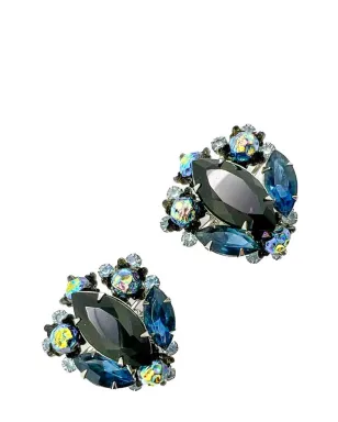 Jennifer Gibson Jewellery ヴィンテージ Judy Lea ブラック＆ネイビー Navette イヤリング 1950年代 - サムネイル2