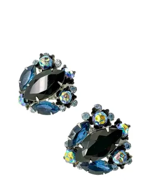 Jennifer Gibson Jewellery ヴィンテージ Judy Lea ブラック＆ネイビー Navette イヤリング 1950年代 - サムネイル4