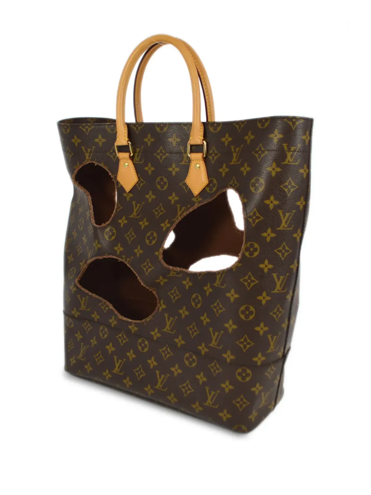 Louis Vuitton ビンテージ × コム・デ・ギャルソン 2014 穴の開いた トートバッグ ブラウン - 画像2