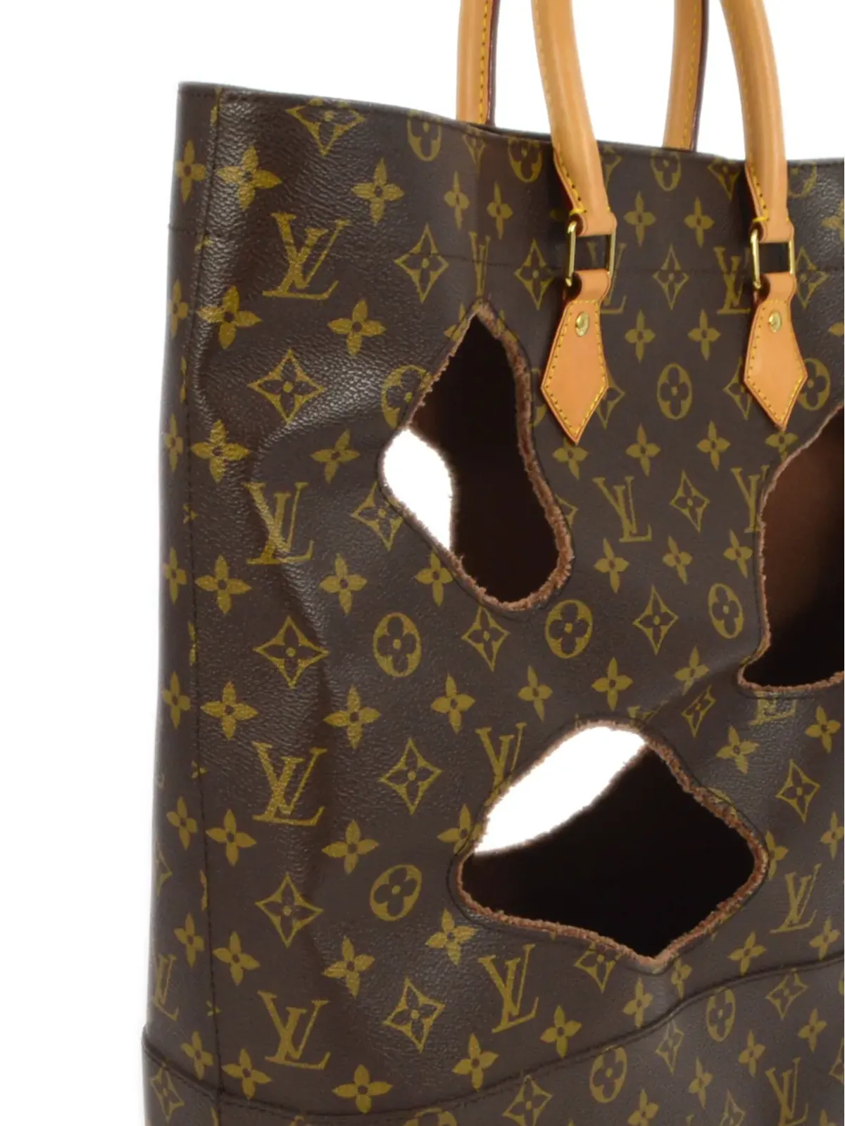 Louis Vuitton ビンテージ × コム・デ・ギャルソン 2014 穴の開いた トートバッグ ブラウン - 画像3