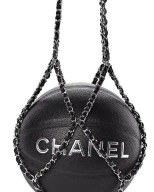 CHANEL ビンテージ コレクターズライン チェーンネット ロゴ バスケットボール型バッグ - ブラック - サムネイル2