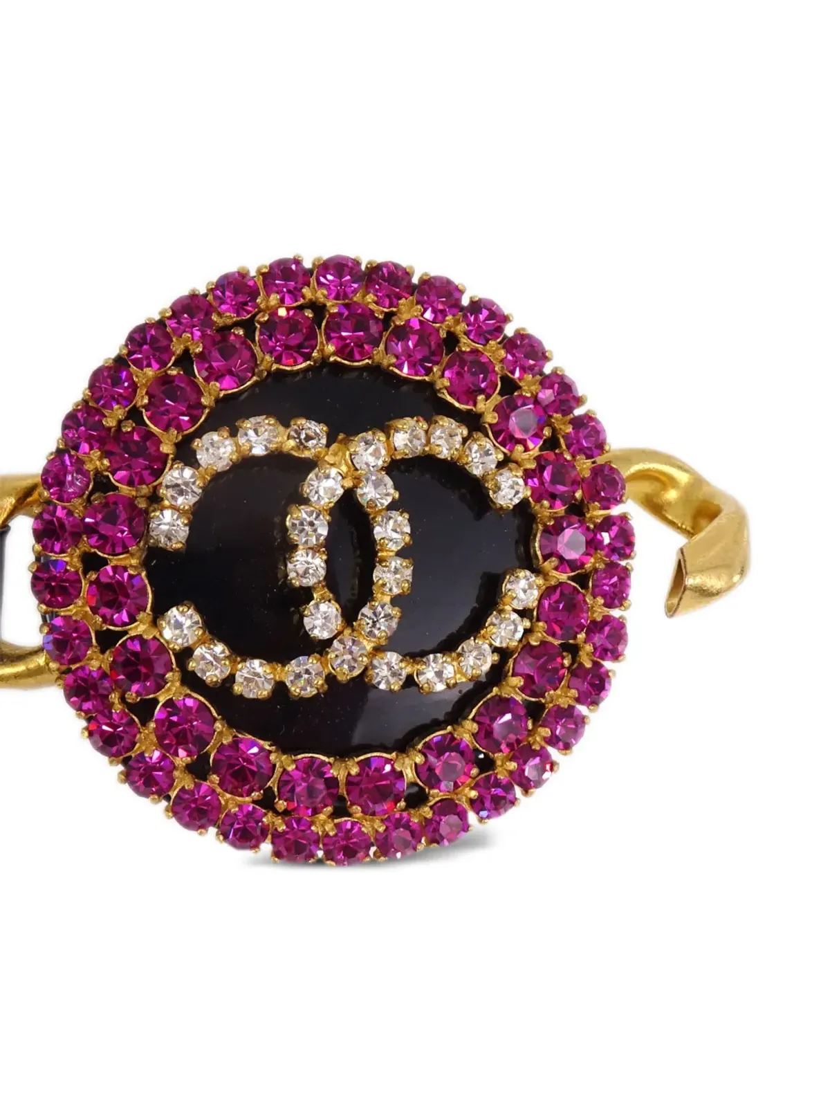 CHANEL ビンテージ 1995年 ラインストーン装飾の CCロゴ ベルト - ゴールド - 画像3