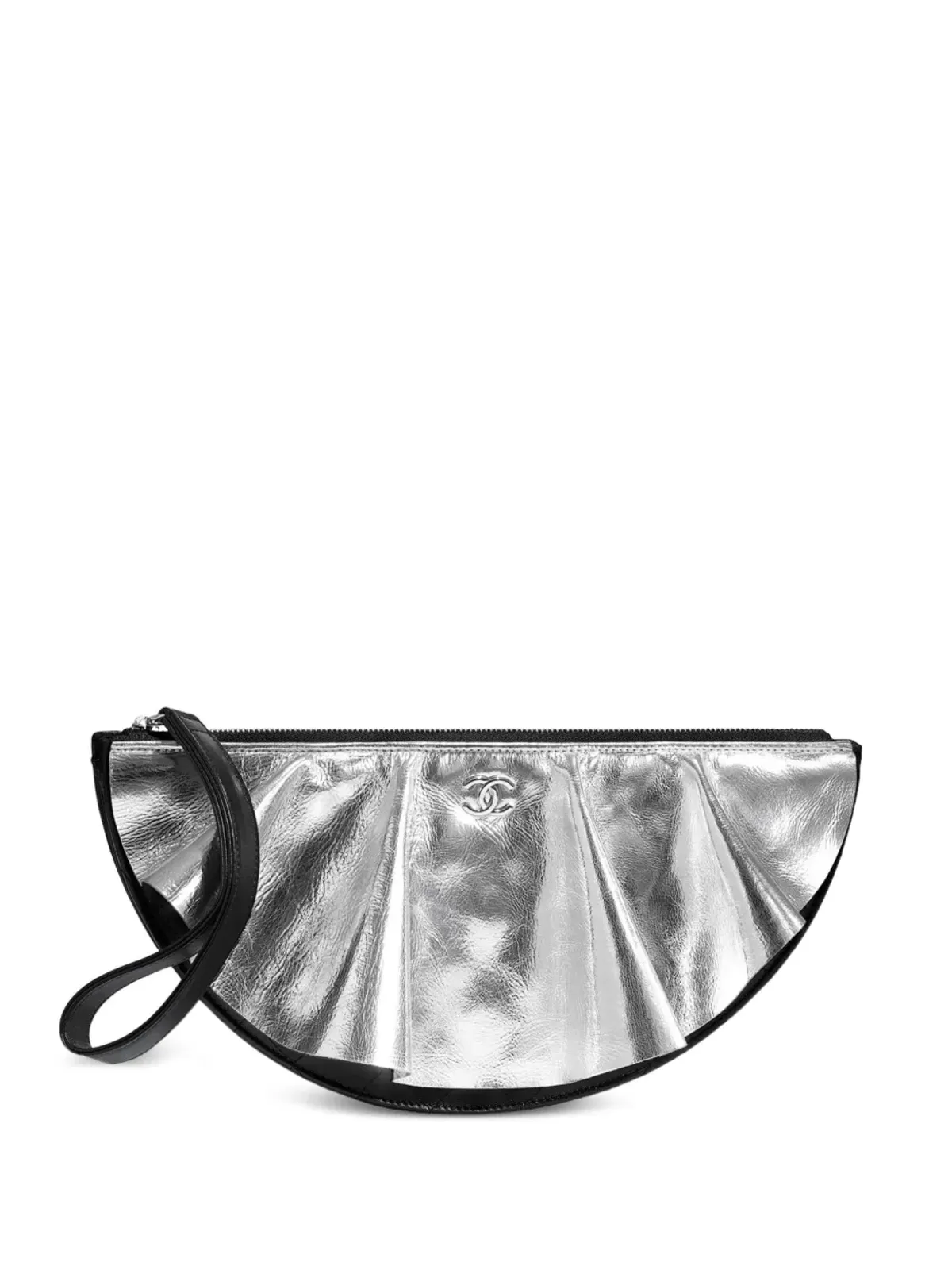 CHANEL ビンテージ 2020年 ドレープ メタリックパネル ダイヤモンドキルト クラッチバッグ - シルバー - 画像1