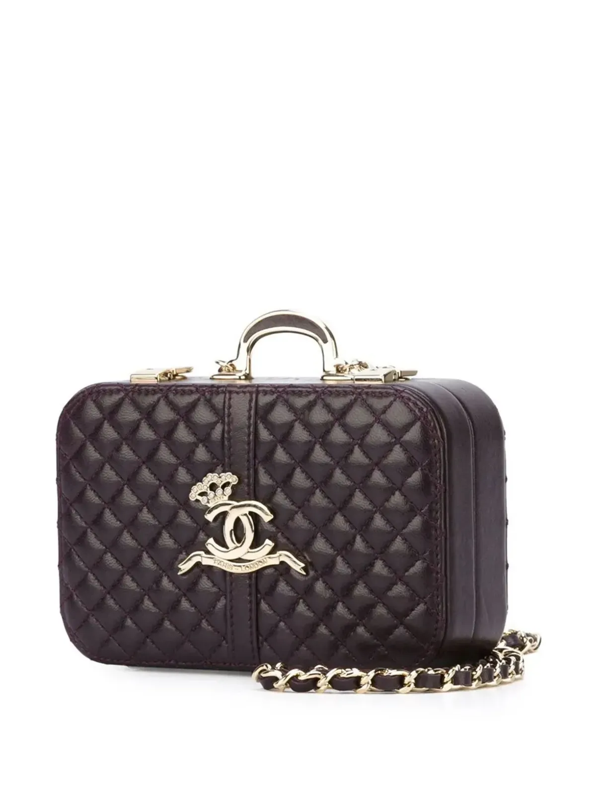 CHANEL ビンテージ Paris-London クラッチバッグ 2008年モデル パープル - 画像5