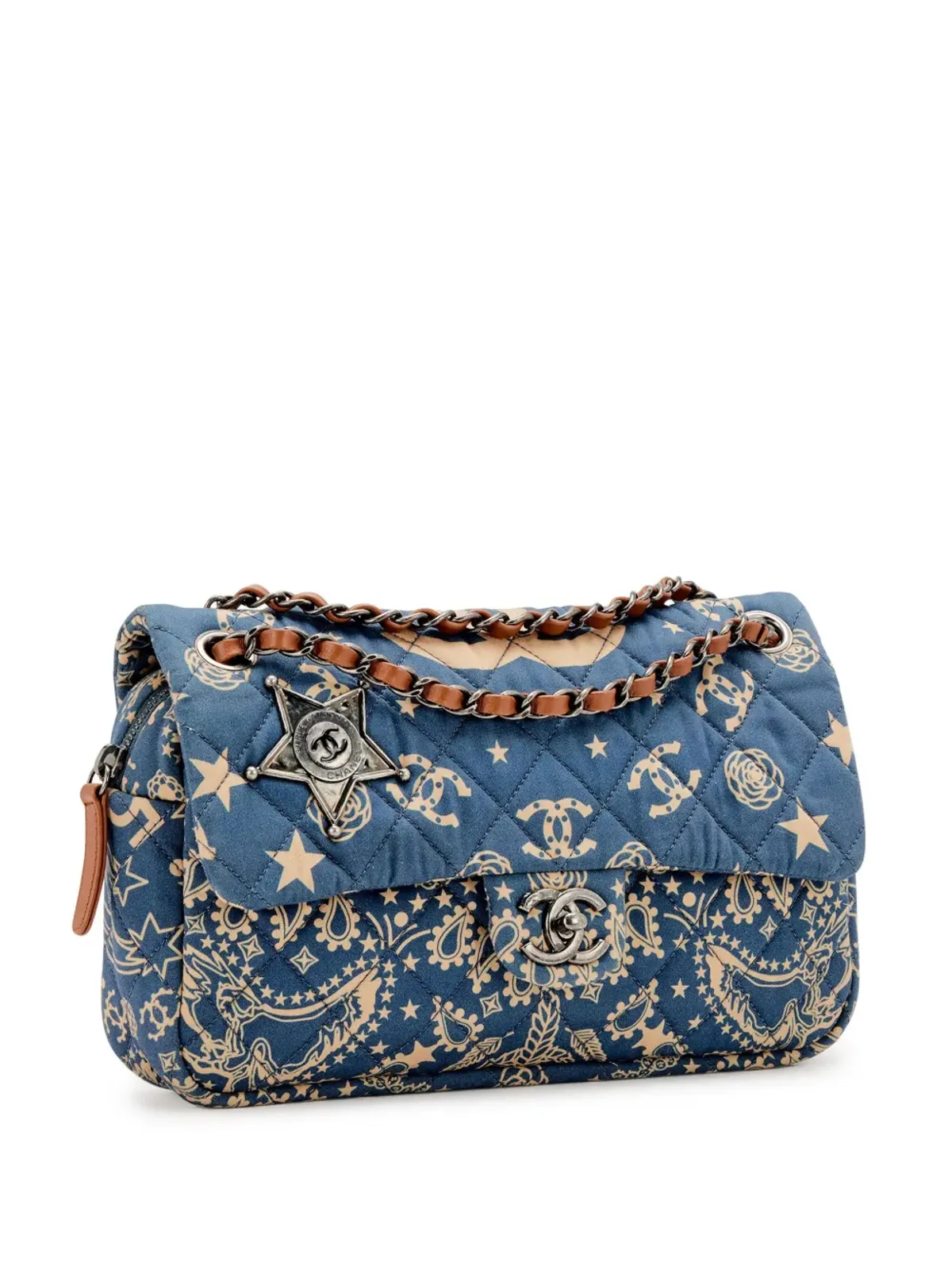 CHANEL ビンテージ 2013-2014 パリ ダラス メティエ ダール ミディアム クラシックフラップ ショルダーバッグ ブルー - 画像3