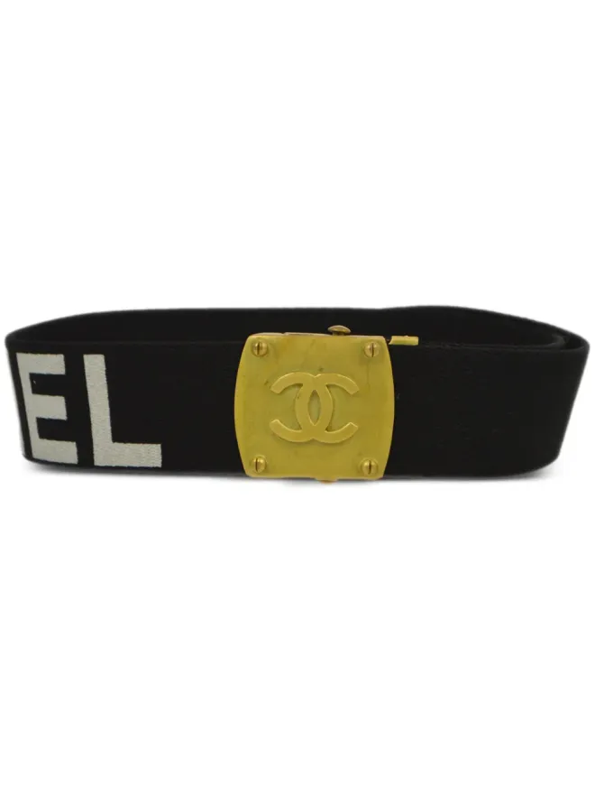 CHANEL Pre-Owned CHANEL ビンテージ 1994 ロゴプリント ベルト - ブラックの商品画像
