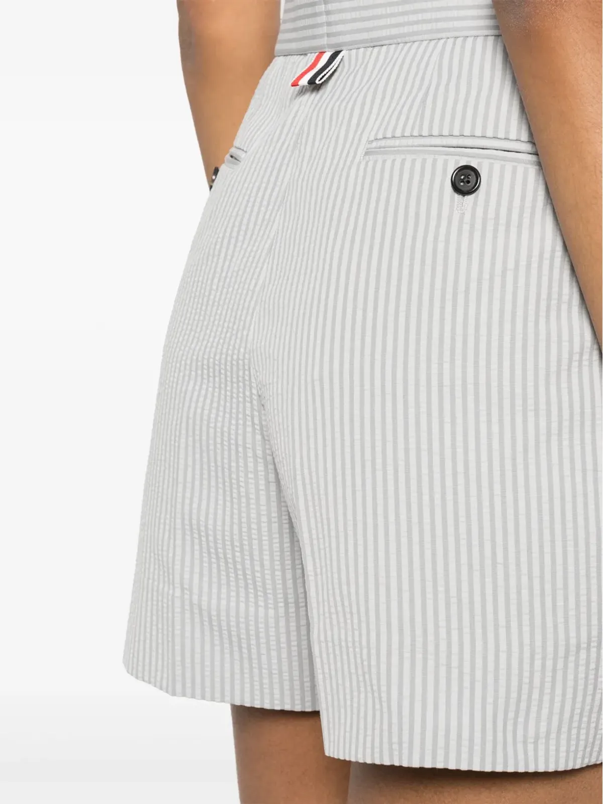 Thom Browne ストライプ柄シアサッカーショーツ - グレー - 画像5