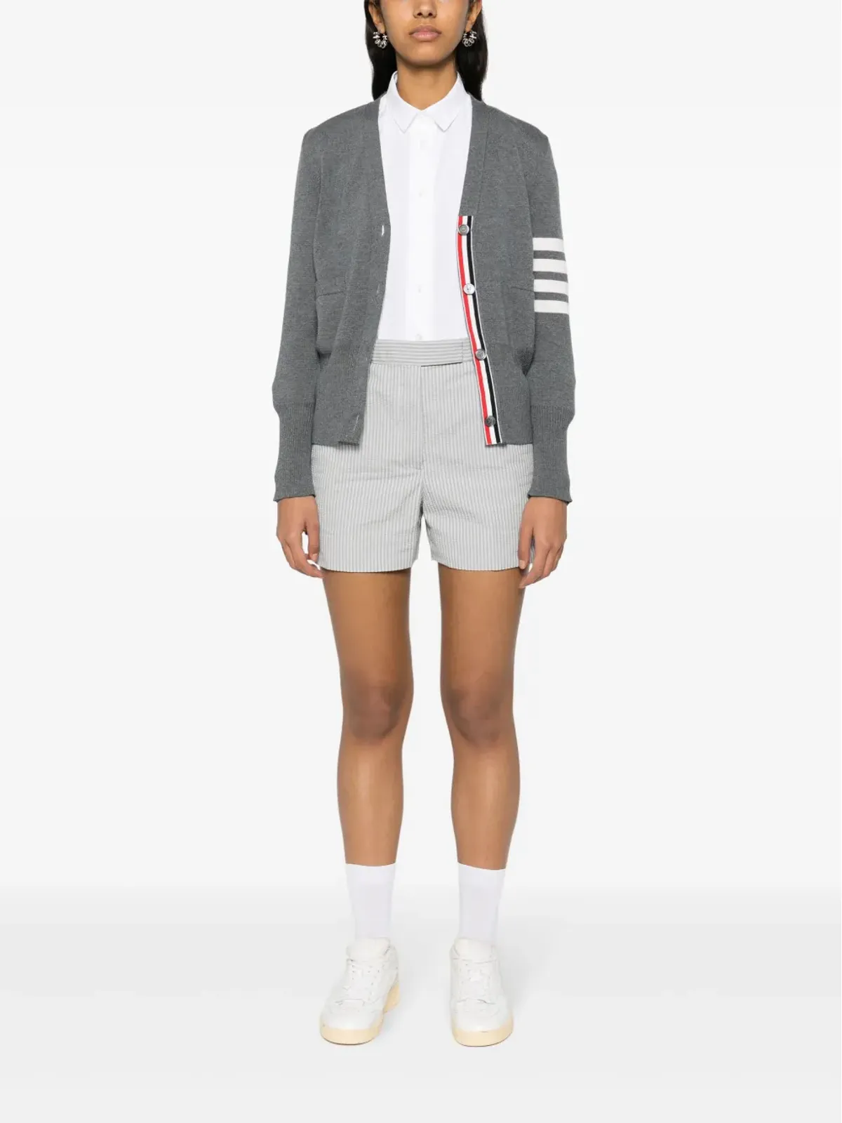 Thom Browne ストライプ柄シアサッカーショーツ - グレー - 画像2