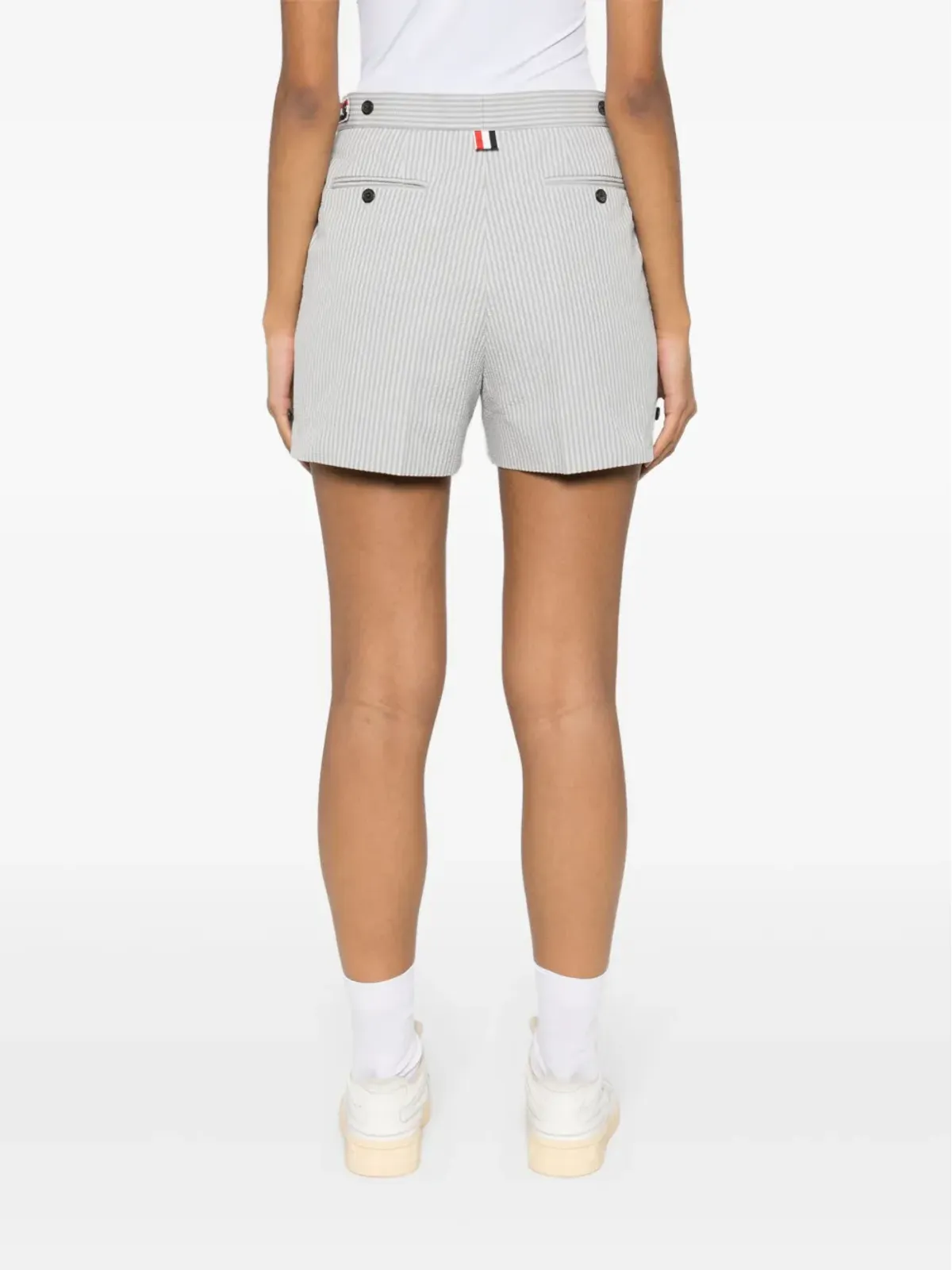 Thom Browne ストライプ柄シアサッカーショーツ - グレー - 画像4