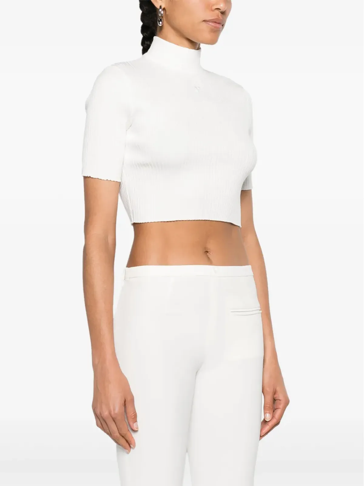 Courrèges モックネックリブニットトップ - 画像3