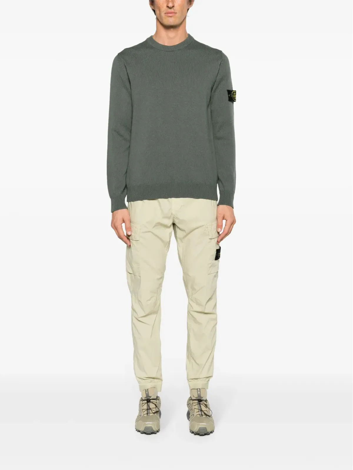 Stone Island Compassバッジ付きミッドライズ テーパードカーゴパンツ - グリーン - 画像2