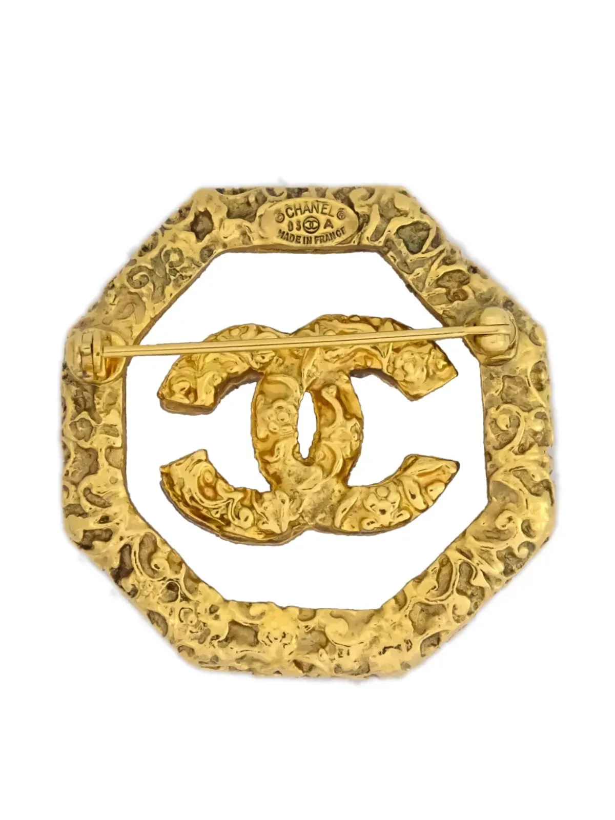 CHANEL ビンテージ 1993 CC オクタゴナル ブローチ - ゴールド - 画像2