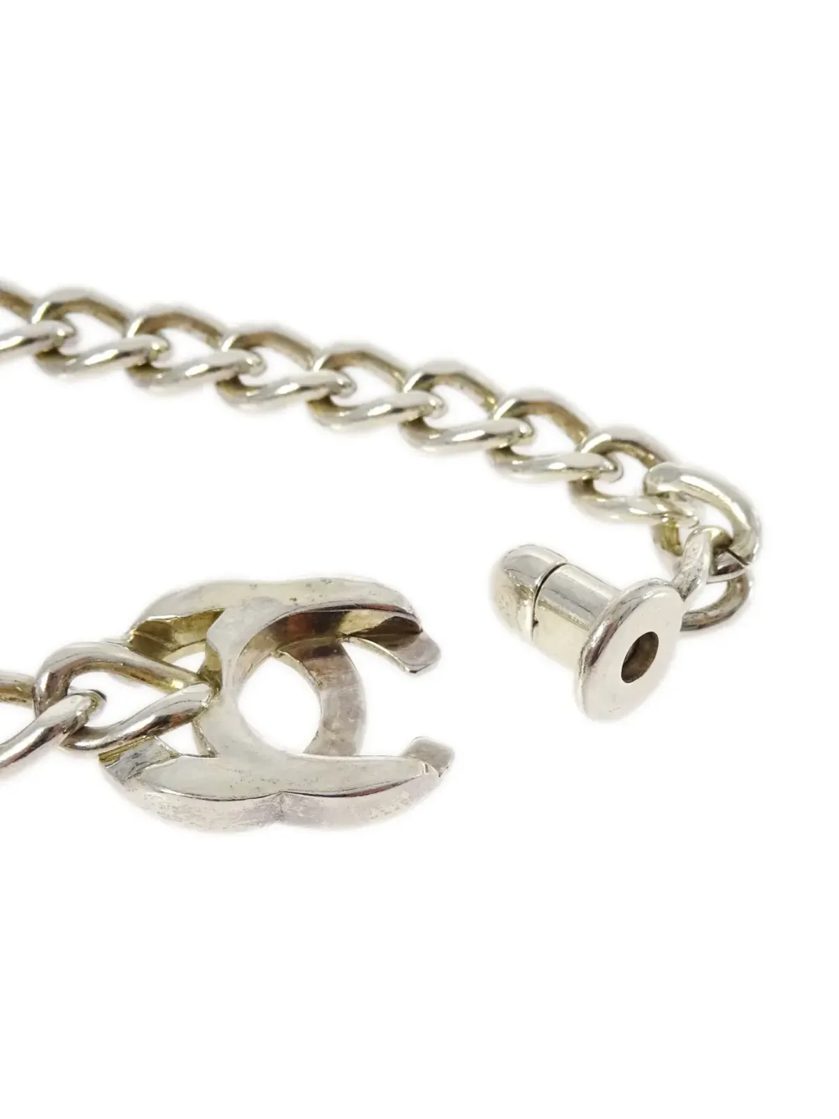 CHANEL ビンテージ 1996 CCターンロックチェーンネックレス - シルバー - 画像4