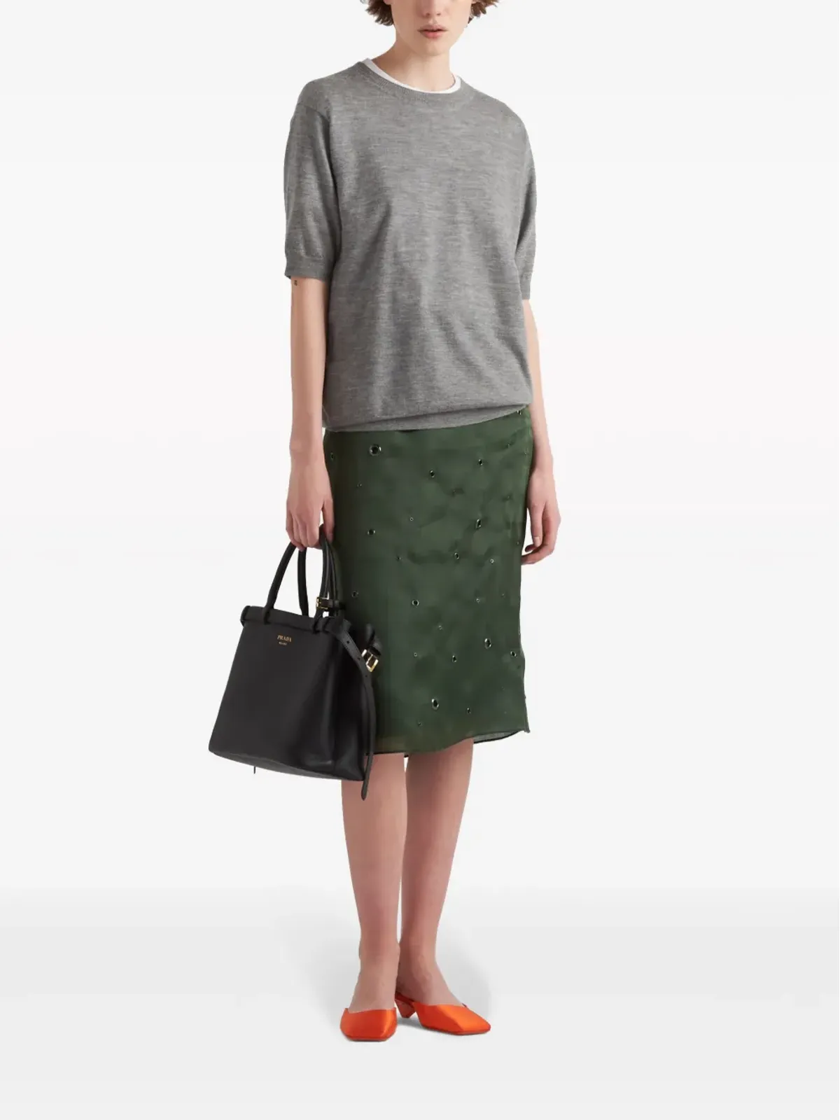 Prada トライアングルロゴ カシミヤ ニットトップ - グレー - 画像5