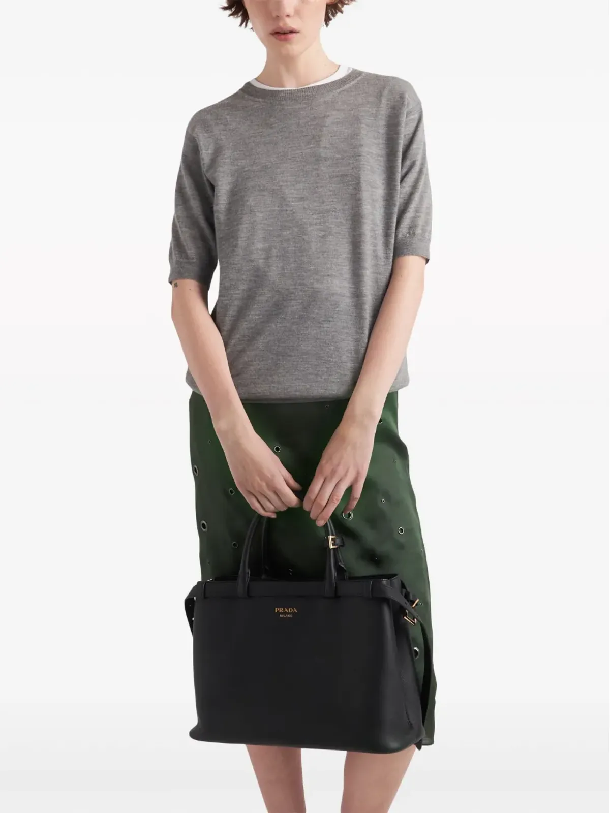 Prada トライアングルロゴ カシミヤ ニットトップ - グレー - 画像2