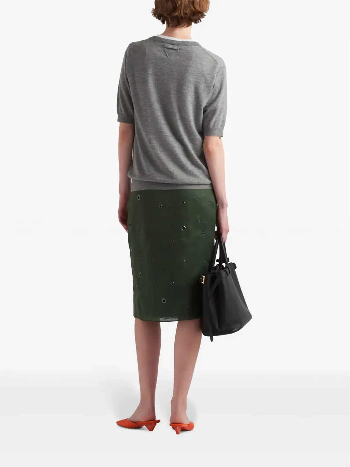 Prada トライアングルロゴ カシミヤ ニットトップ - グレー - 画像3