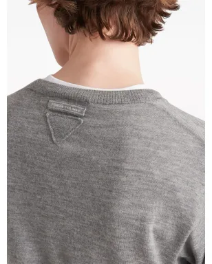 Prada トライアングルロゴ カシミヤ ニットトップ - グレー - サムネイル4