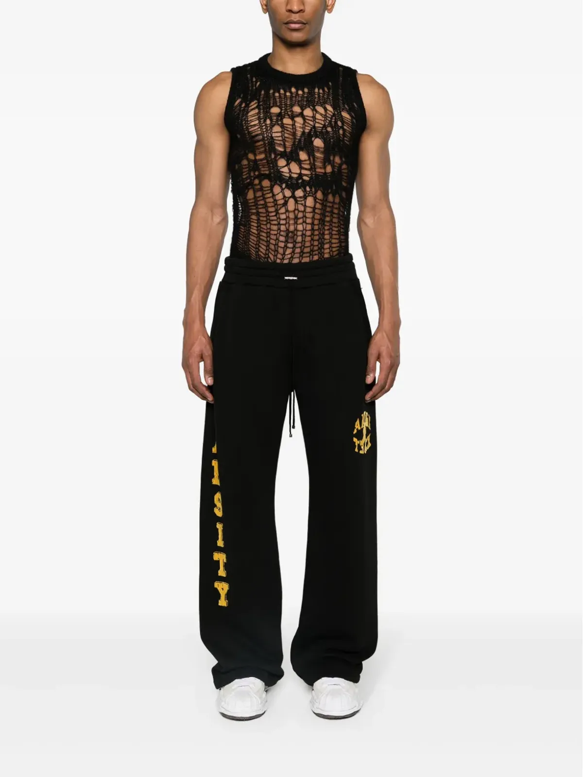 AMIRI フロックドロゴ コットン トラックパンツ - ブラック - 画像2