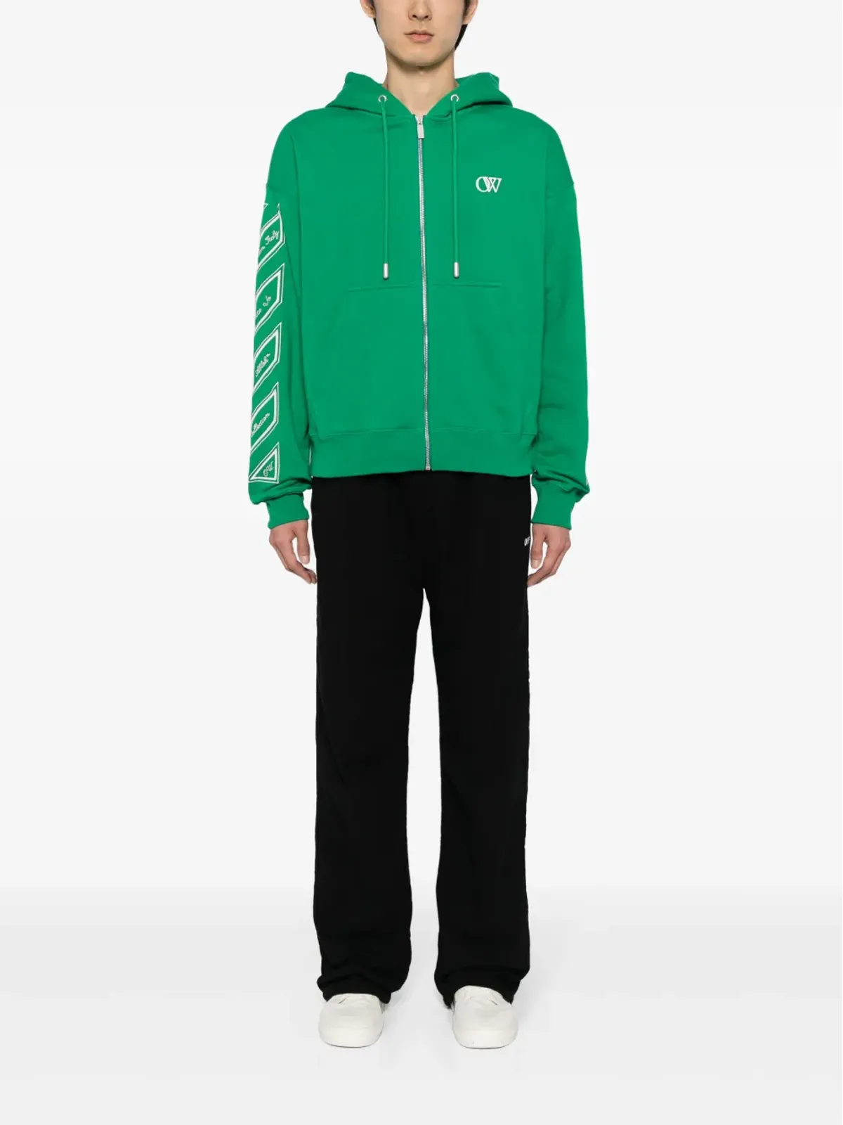 Off-White Diag-stripe ジップアップフーディ - グリーン - 画像2
