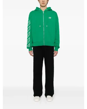 Off-White Diag-stripe ジップアップフーディ - グリーン - サムネイル2