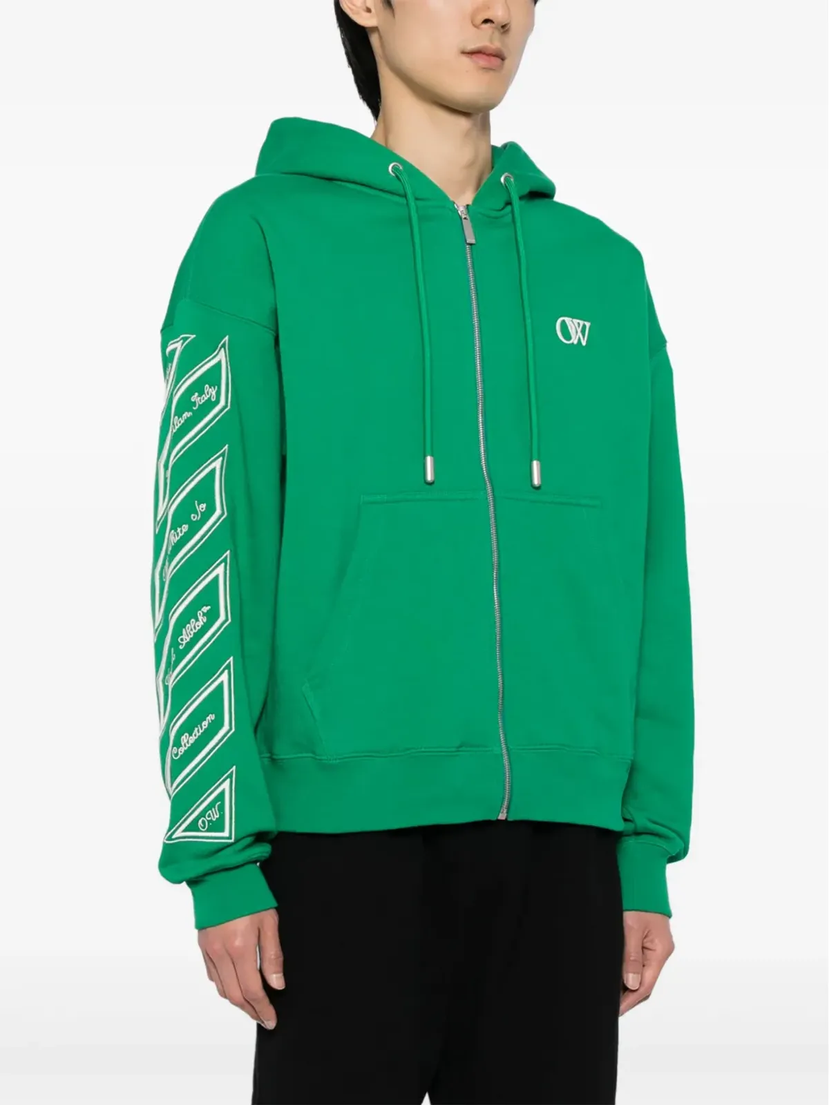 Off-White Diag-stripe ジップアップフーディ - グリーン - 画像3