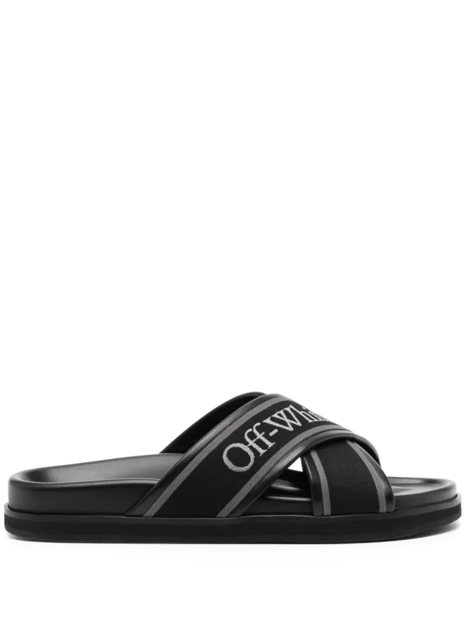 OFF-WHITE Off-White クラウドロゴ刺繍スライド - ブラックの商品画像