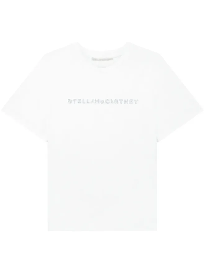 Stella McCartney Stella McCartney クリスタルビジュー ロゴ Tシャツ ホワイトの商品画像