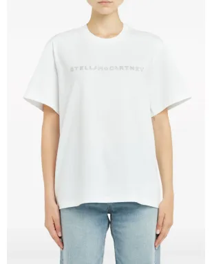 Stella McCartney クリスタルビジュー ロゴ Tシャツ ホワイト - サムネイル2
