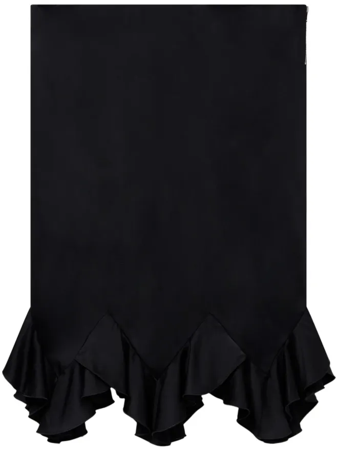 Stella McCartney Stella McCartney フリル付きサテン ミディ丈スカート - ブラックの商品画像