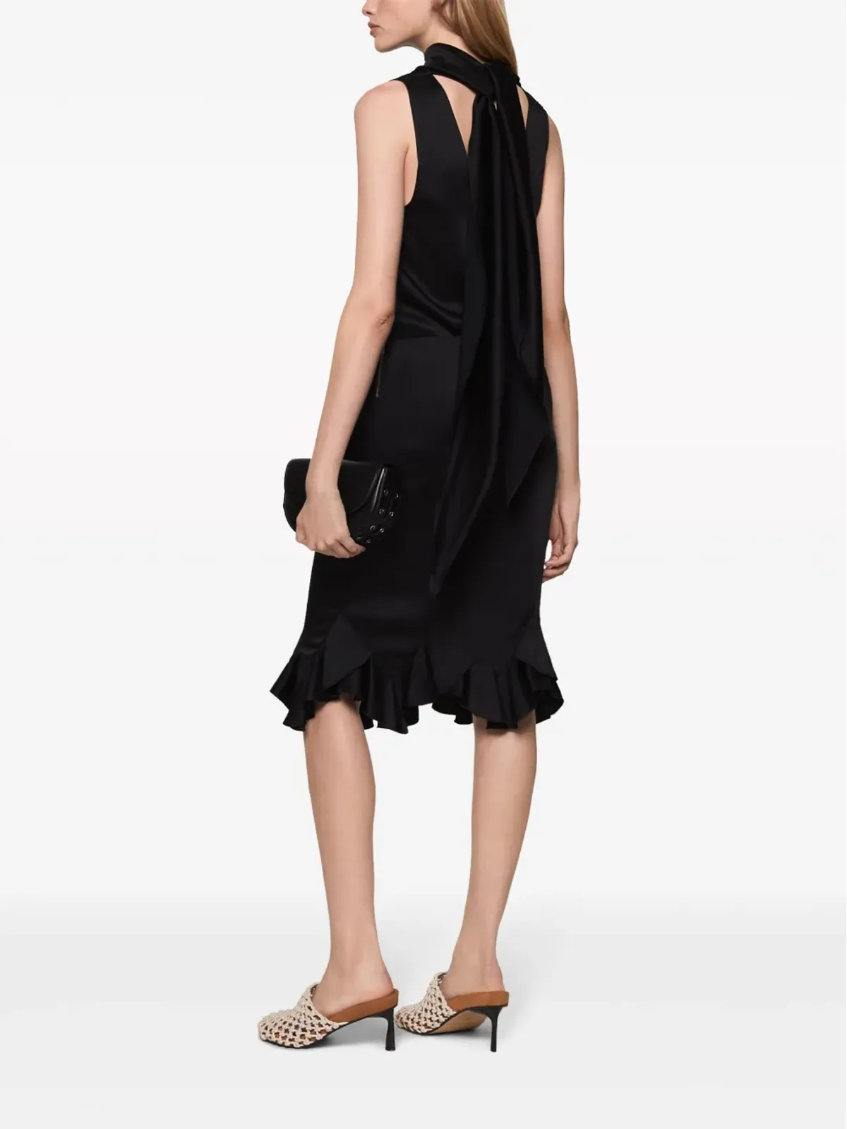Stella McCartney フリル付きサテン ミディ丈スカート - ブラック - 画像4