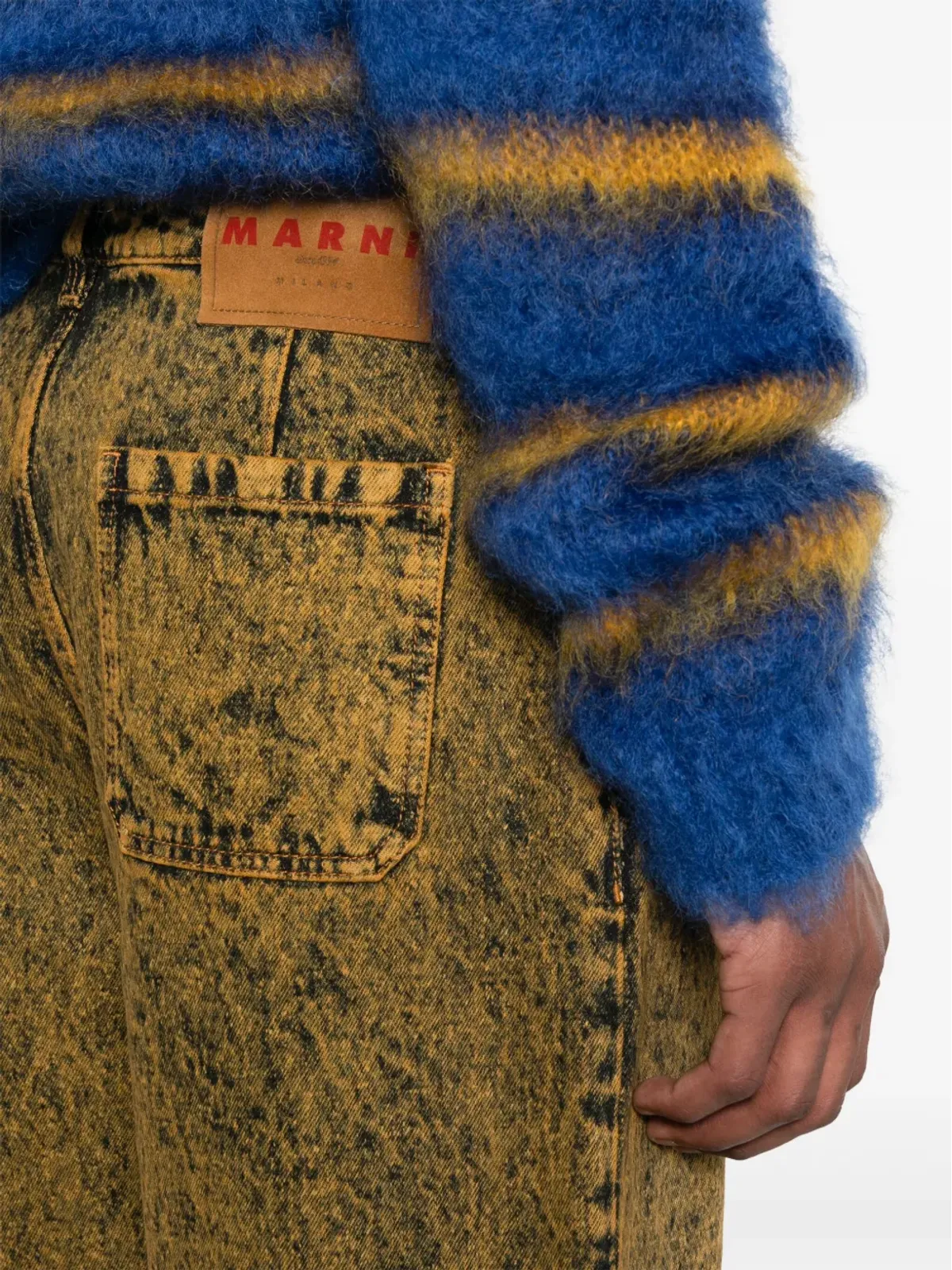 Marni マーブル染め テーパードデニム イエロー - 画像5